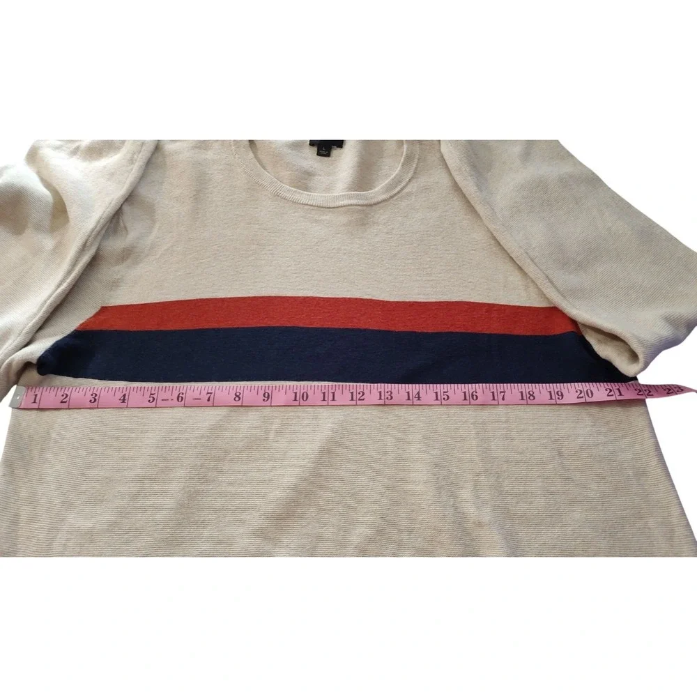 J Crew Cotton Striped Sweater Neutral Rust Navy Stripe Crew Neck Mens Size Large